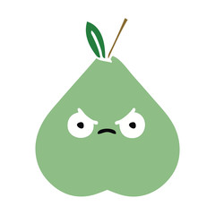 flat color retro cartoon green pear