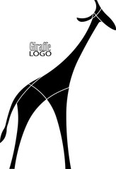 Black and white illustrated giraffe. Logo. - 254162004