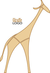 Beige illustrated giraffe. Logo. - 254162033
