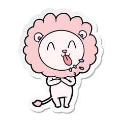 sticker of a happy cartoon lion