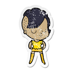 distressed sticker of a cartoon woman