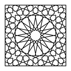 Template for laser cutting. Decorative panel with oriental geometric pattern.