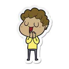 sticker of a laughing cartoon man
