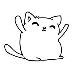 line drawing of cute kawaii cat