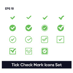 Tick Check Mark Icons Set. Ui/Ux. White Background. Premium quality.