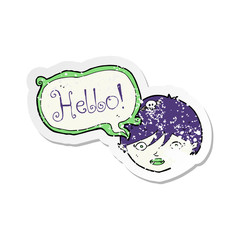 retro distressed sticker of a cartoon halloween vampire girl