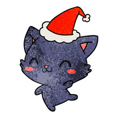 christmas textured cartoon of kawaii cat