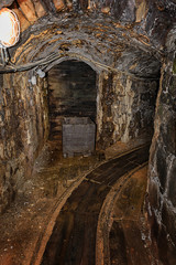 Old wooden mine chart in abandoned mine shaft