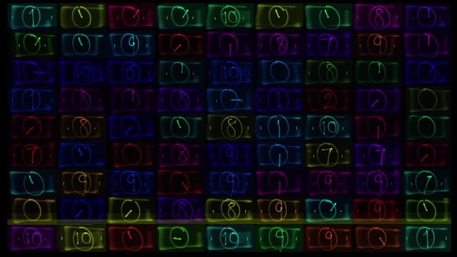 numbers code information clock counting light painting