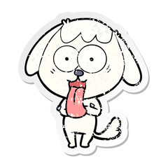 distressed sticker of a cute cartoon dog