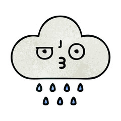 retro grunge texture cartoon rain cloud