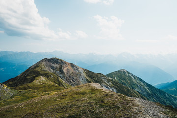 view of Georgian mountains with sharp peak