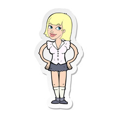sticker of a cartoon woman with hands on hips
