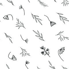 hand drawn floral pattern for fabric, wallpaper, packing, textile, print. Line art. 