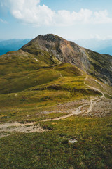 view of Georgian mountains with sharp peak