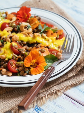 Lentil Salad with Mango Coriander Dressing