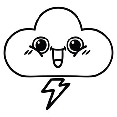 line drawing cartoon storm cloud