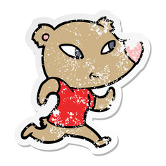 distressed sticker of a cute cartoon bear