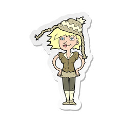 sticker of a cartoon woman wearing winter hat