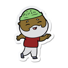 sticker of a cartoon happy bearded man