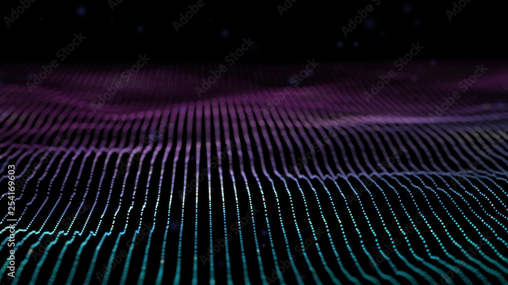 Poster 3d abstract digital technology background. futuristic sci-fi user interface concept with gradient do