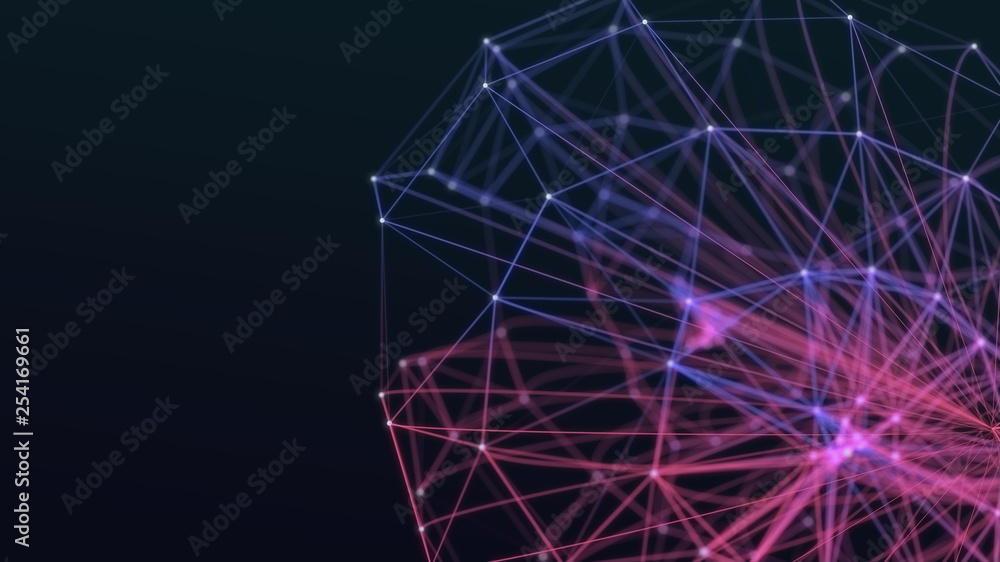 Poster 3d abstract digital technology background. futuristic sci-fi user interface concept with gradient do