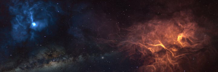 beautiful space nebula with clouds and stars (science background banner)