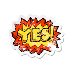 retro distressed sticker of a yes symbol