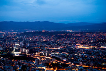 Fototapeta na wymiar Night city. Night scene. Night cityscape. View of a city at night. 