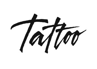 Tattoo vector lettering. Handwritten text label. Freehand typography design