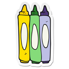 sticker of a cartoon crayons