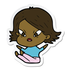sticker of a cartoon stressed woman