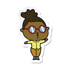 sticker of a cartoon woman wearing spectacles