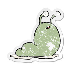distressed sticker of a cartoon slug
