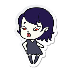 sticker of a cute cartoon vampire girl
