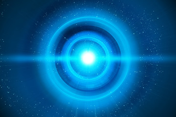 ai tech neon glow particle circle abstract wave futuristic network background illustration, system of gakaxy, light stream of data hologram