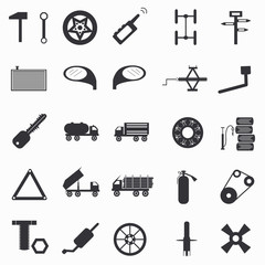 automotive paraphernalia set of abstract symbols illustration