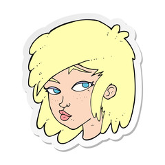 sticker of a cartoon curious woman