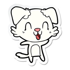 sticker of a laughing cartoon dog
