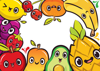 collection of fruit characters while circular