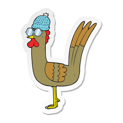 sticker of a cartoon chicken wearing disguise