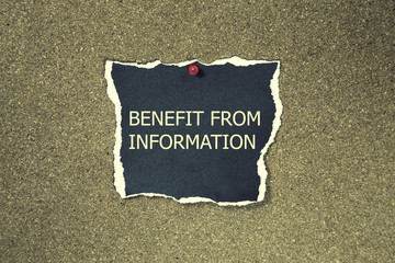 BENEFIT FROM INFORMATION written under torn paper. - Image 