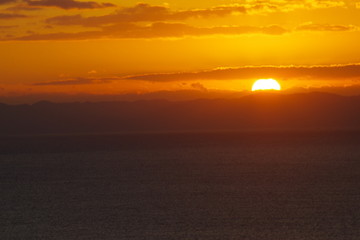 日本　海　朝焼け　静岡