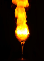 Playing with the fire traces around the glass 