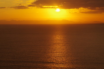 日本　海　朝焼け　静岡
