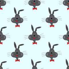 rabbit on a blue background illustration seamless pattern