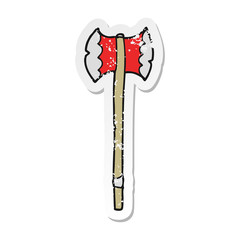 retro distressed sticker of a cartoon axe