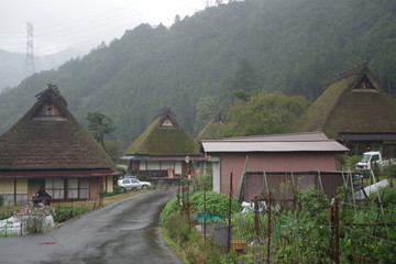 日本　田舎　京都府　美山町　日本家屋　田舎　かやぶきの里　秋