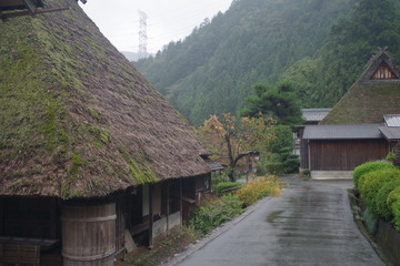 日本　田舎　京都府　美山町　日本家屋　田舎　かやぶきの里　秋