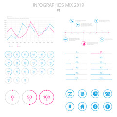 Infographics Set #1 - Collection of graphs, loading bars and icons for presentation